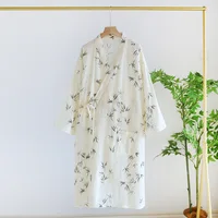 2026 Japanese kimono spring/summer women's bathrobe 100% cotton pajama printed simple kimono bathrobe thin home clothing Ladies - Image 4