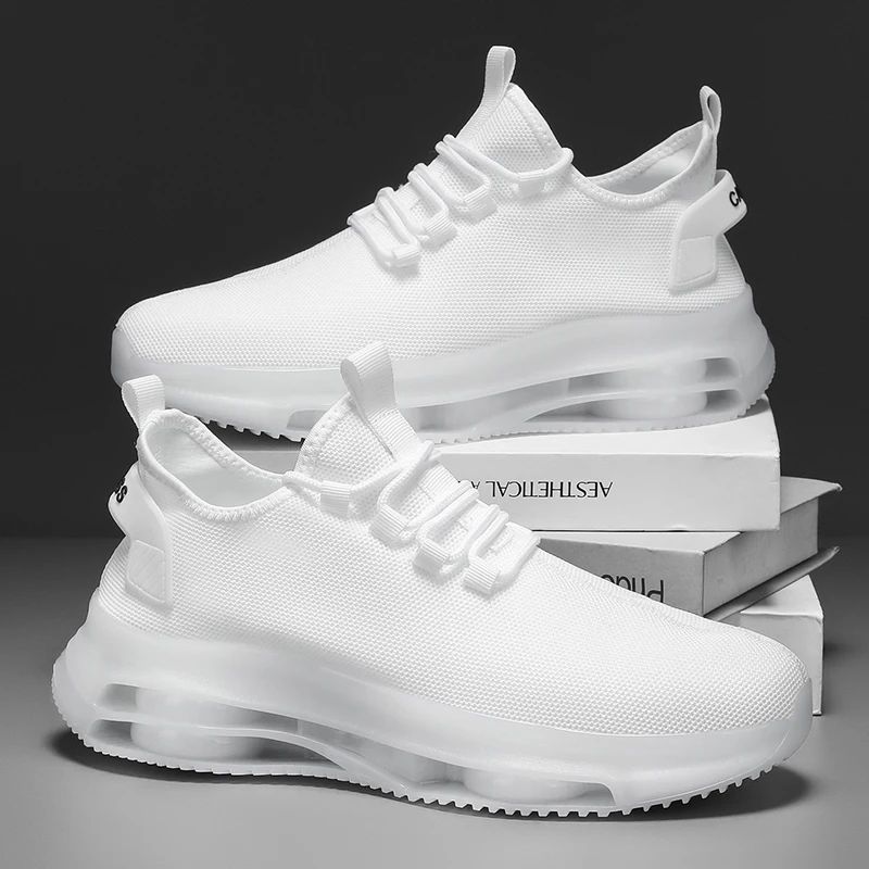 A Pair of Casual Sports Shoes for Men and Women, Road Running Shoes for Men and Women, Knitted Breathable Upper, Pvc Non-Slip Air Cushion Soles, Shock Absorption and Durability, Suitable for Daily Outdoor Running, Jogging, Hiking Shoes for All Seasons