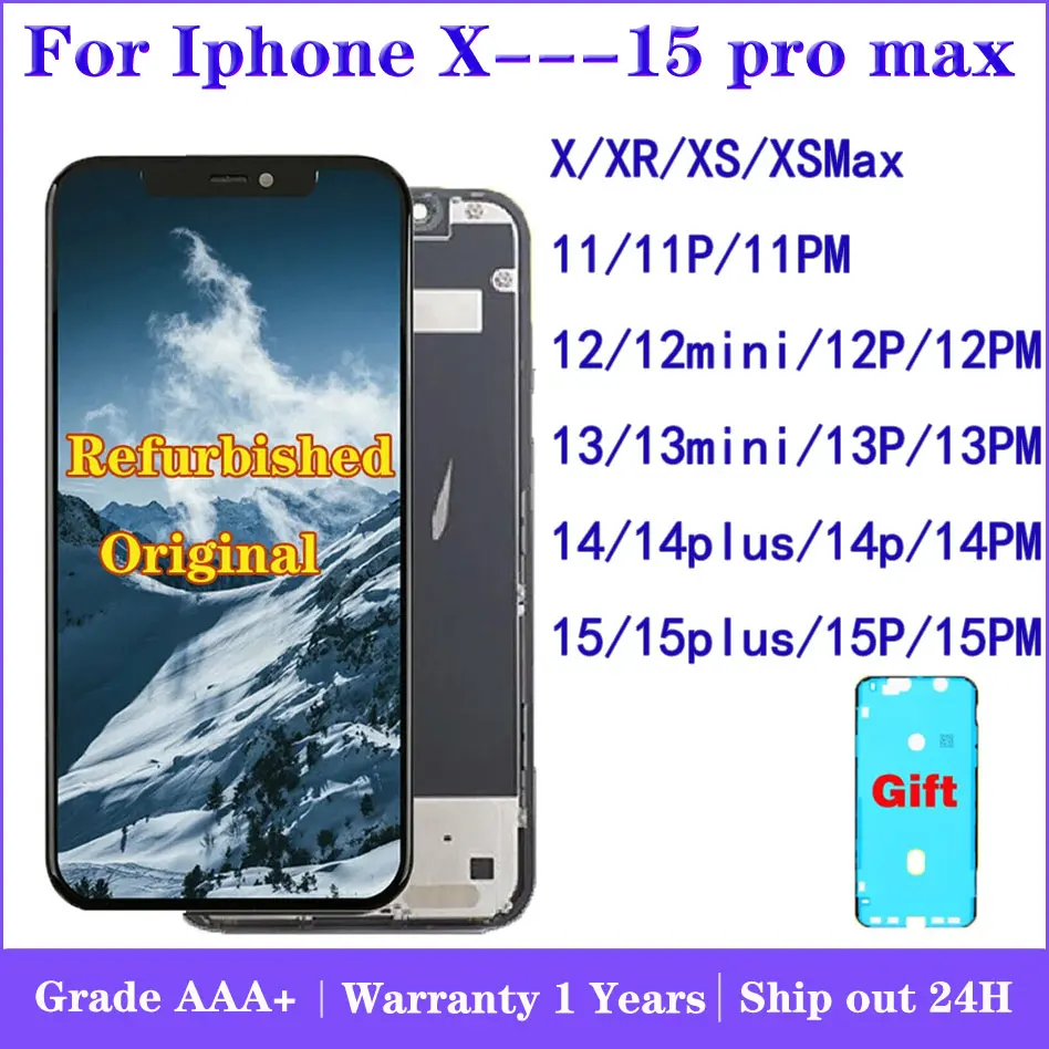 Schermo Ufficiale Originale Ricondizionato Per Iphone 11 12 Pro Max 14 15 Plus Display Lcd Per Parti Di Montaggio Lcd Iphone X Xr Xs Max