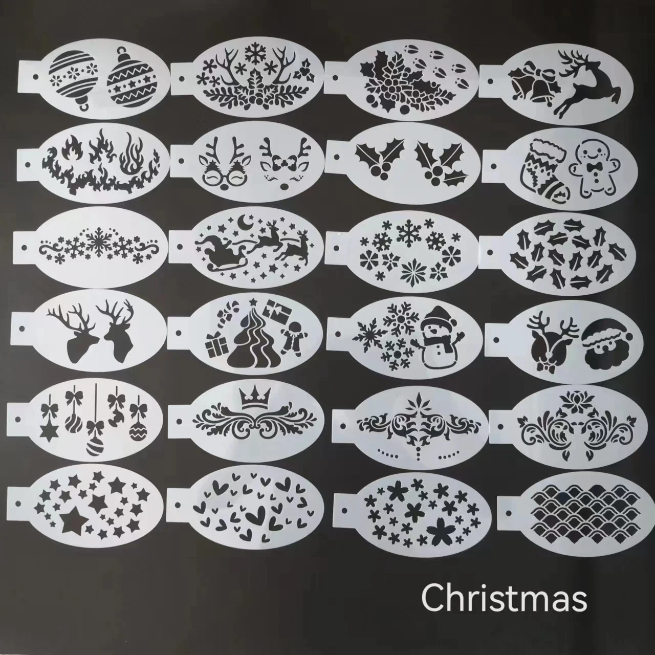 24pcs Halloween Christmas Easter Boys Girls Plastic Reusable Washable DIY Painting Template Face Body Paint Stencils