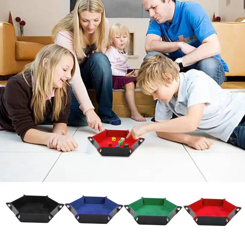 Folding Dice Tray Folding Dice Rolling Mat Desk Organizer Velvet Dice Board Portable Dice Holder Dice Storage Rolling Tray For 2