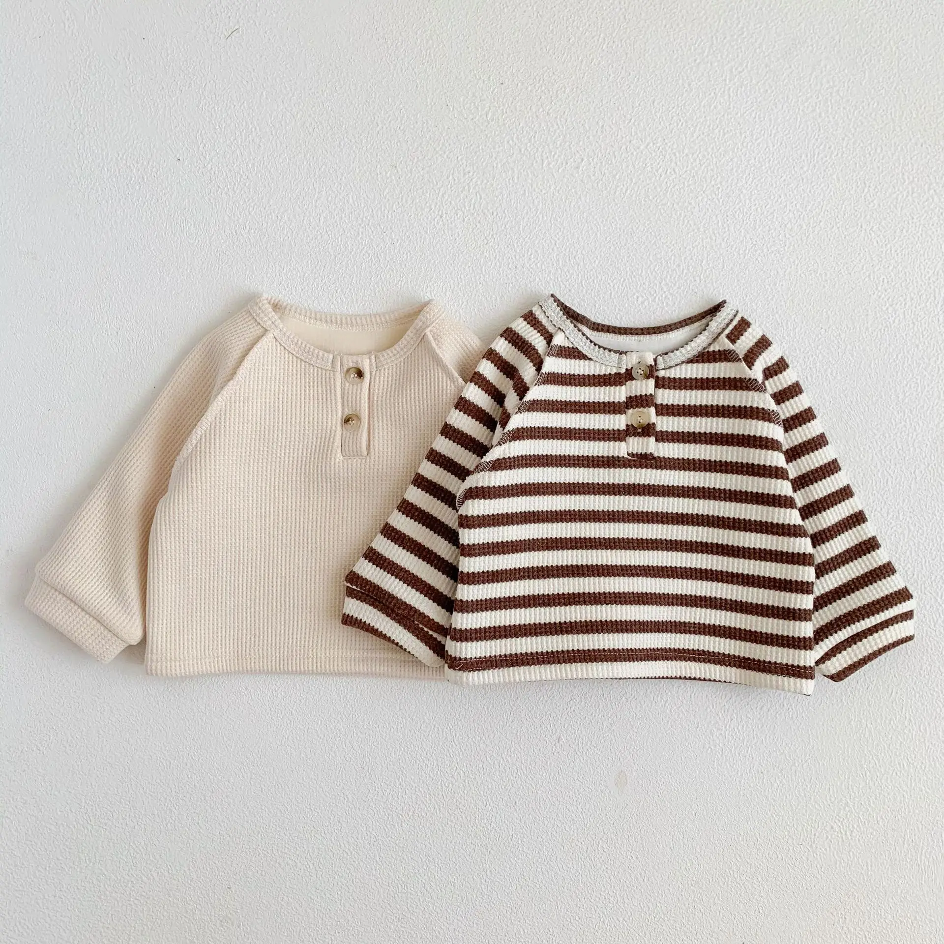 Style Casual Children's Wear New Spring And Autumn Simple Rotator Sleeve T-Shirt For Boys And Girls 3-24 Months Sweater Top