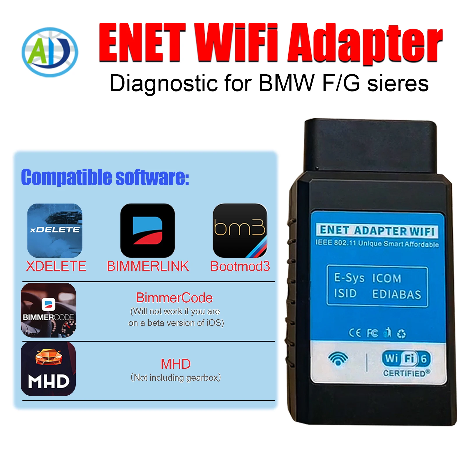 Câble OBD2 Vers RJ45 Pour BMW - Compatible ESYS, Bootmod3, ISTA, Série F - Connexion Ethernet Diagnostic/codage