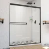 Alliance Pro BG 56-60 in. W x 70 3/8 in. H Semi-Frameless Sliding Shower Door in Matte Black and Clear Glass, glass shower door 1