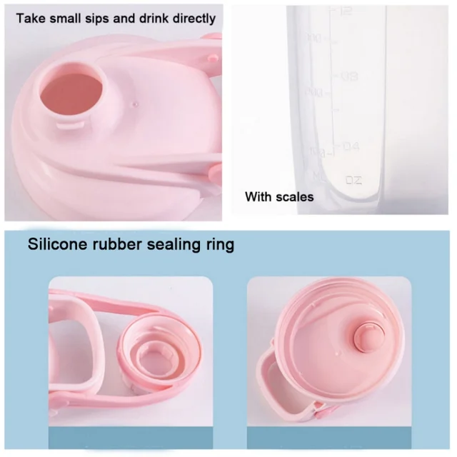 Creative Portable Shaking Cup with Handle Graduated Convenient and Practical Cup Sealed and Leak-proof Solid Color Water Cup 5