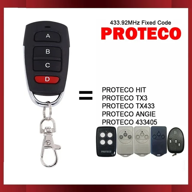PROTECO HIT TX3 TX433 ANGIE 433405 Garage Door Remote Control 433MHz Fixed Code PROTECO Remote Control Gate Opener Transmitter 1