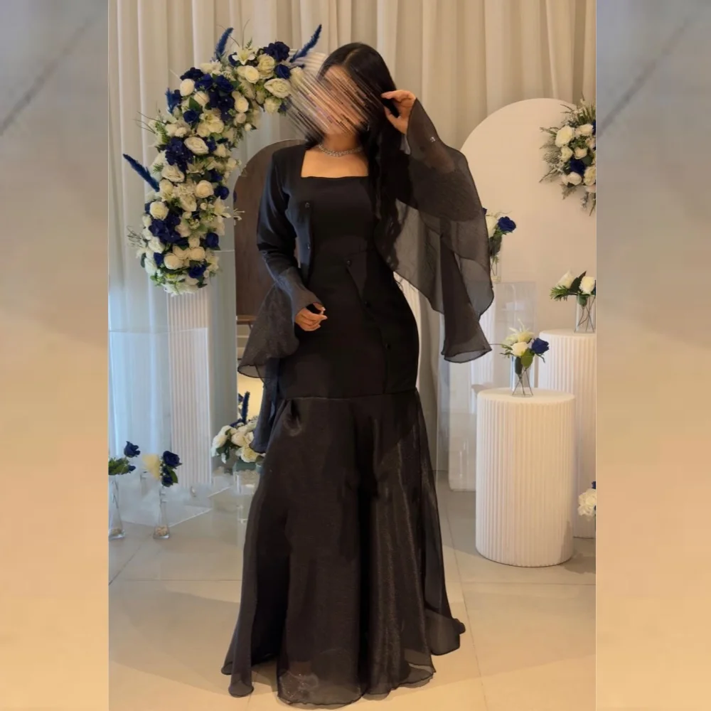

Jersey Draped Ruffles Ruched Formal Evening A-line Square Collar Bespoke Occasion Gown Long Dresses