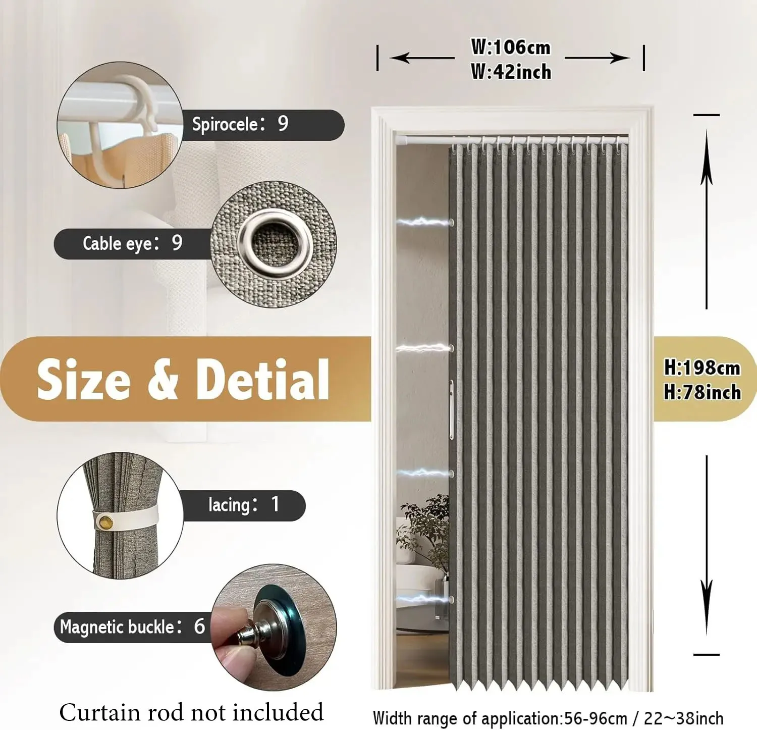 Folding Door Curtain Magnetic Pleated