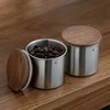 Wooden Stainless Steel Coffee Bean Storage Jar, Sealed Vintage Storage Tank, Coffee Set Retro-Style Coffee Can Home accessories 4
