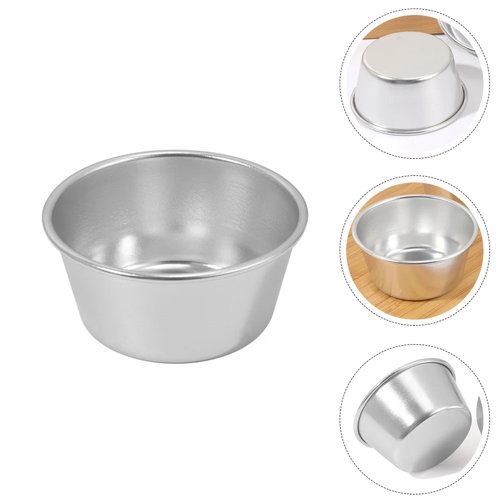 

6pcs Carbon Steel Pudding Bowls Heat Resistant Cake Molds Muffin Molds (Silver)