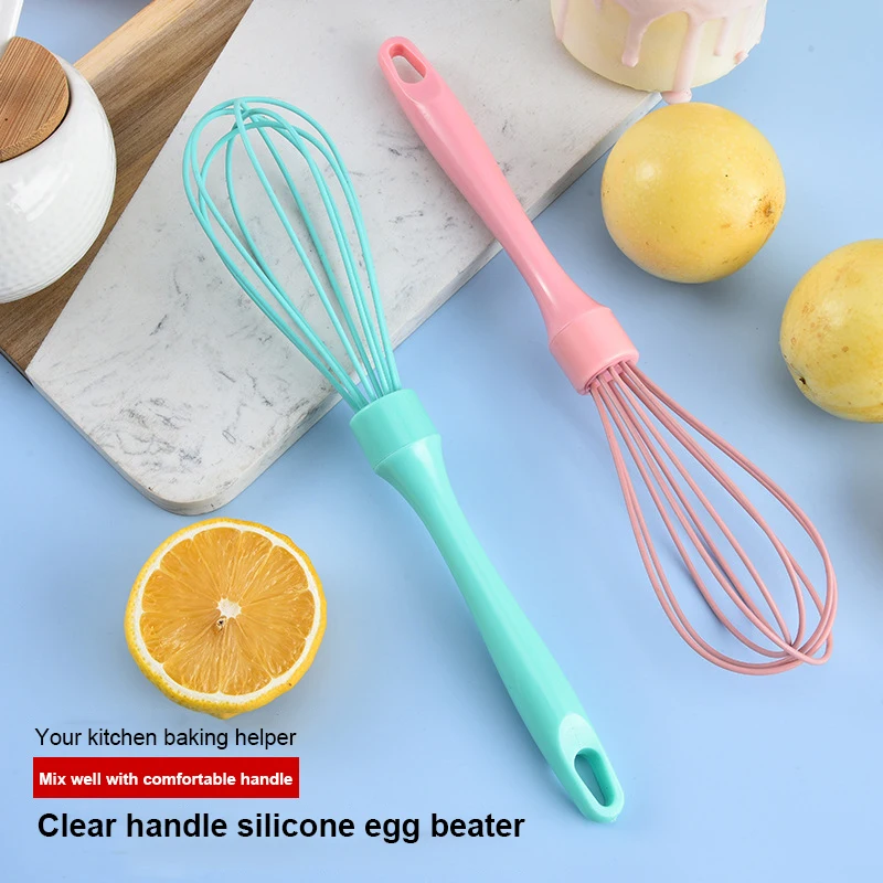 Egg Beater Rotary Whisk Electric Whisk Handheld Electric Whisk Ball Whisk Wire Whisk Egg Yolk Mixer 1PC 25cm Heat Resistant Silicone Hand-Held Egg Whisk Egg Pastry Cooking Baking Mixing Tools