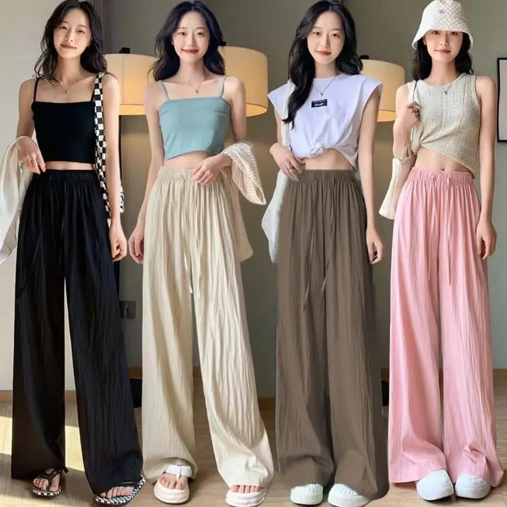 Women’s ice silk high waist wide leg loose summer trousers 003