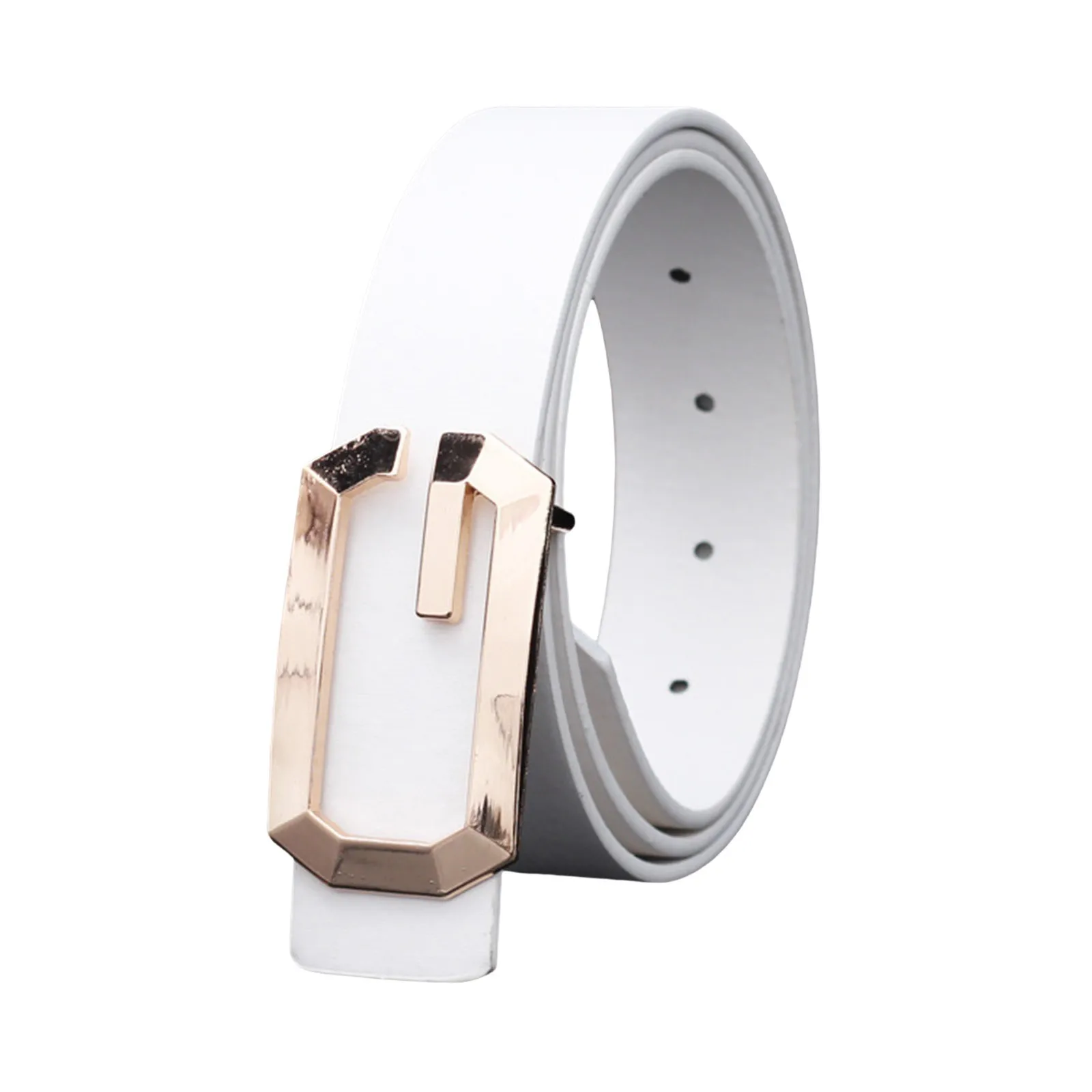 White G-Buckle Belt
