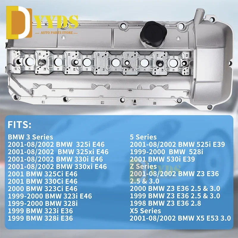 New Aluminum Valve Cover FOR BMW M52/M54 E46 E39 X5 525i 528i 530i 