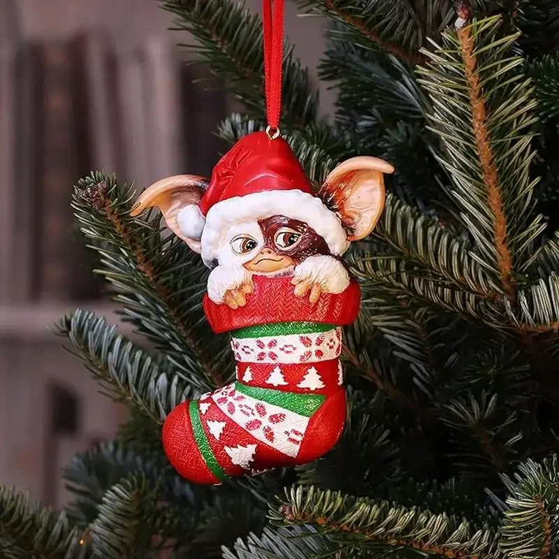 Christmas Decorations 1pc 2D Acrylic Gremlins Christmas Tree Ornament Interior Rearview Mirror Pendant Bag Key Chain