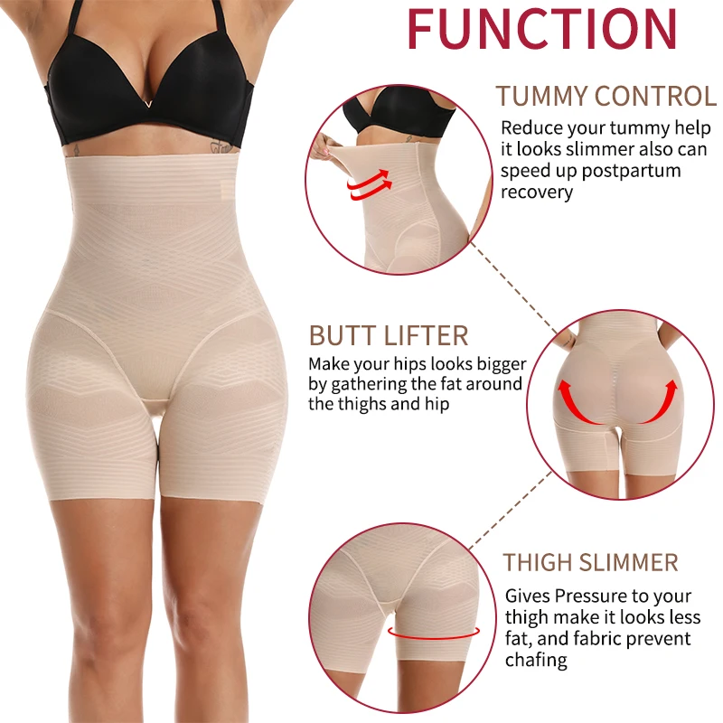 Description Picture 5 of itemTummy Control Panties Women Underwear Cross Compression Body Shaper Shapewear High Waist Butt Lifter Panties Thigh Slimmer Nude