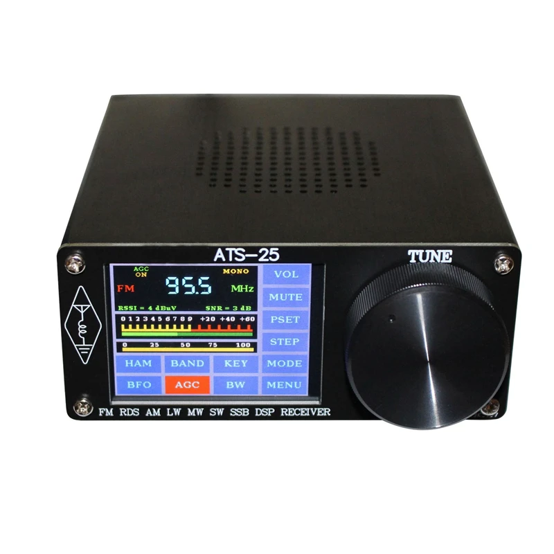 

ATS-25 Si4732 All-Band Radio Receiver FM LW(MW SW) SSB +2.4 Inch Touch LCD +Whip Antenna +Battery + USB Cable + Speaker