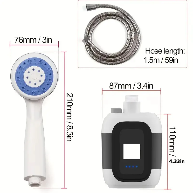 USB Rechargeable Camping Shower 4