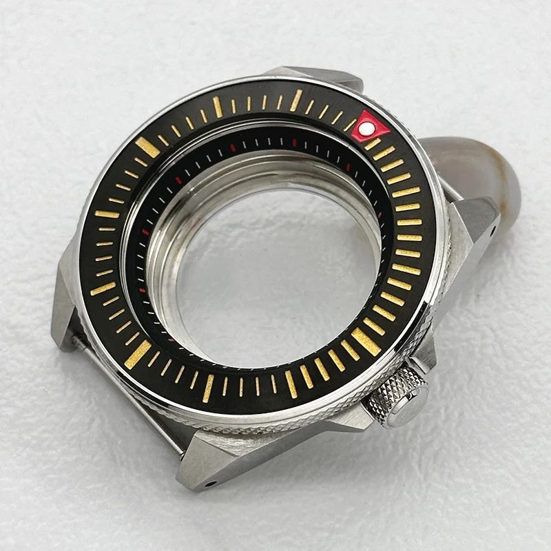 Mod 44mm Silbernes King Samurai Uhrengehäuse mit Transparentem Boden, Passend für NH34 NH35 NH36 4R 7S Uhrwerke, Saphirglas Uhrengehäuse zum Nachrüsten – Detail 3