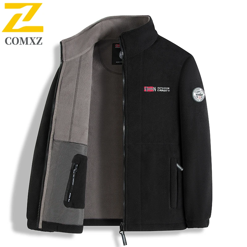 EiAO Jacket Norwegian Fleece Men Women Thermal Windproof Couple's Coat Thickened Outdoor Flannel for Hiking Camping Fishing 2025