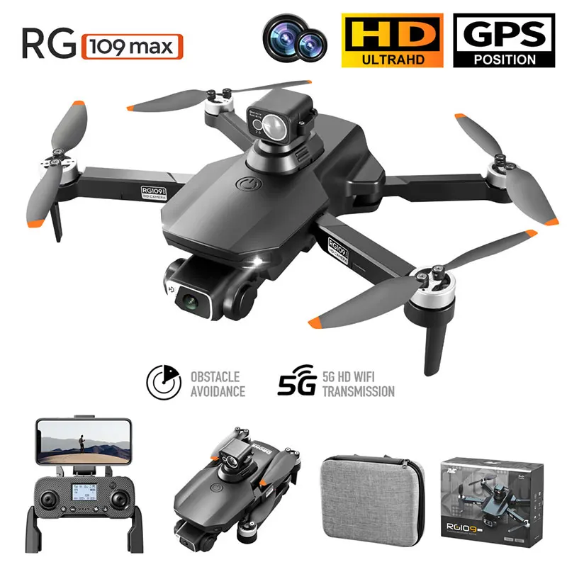 RG109 MAX GPS 드론, 4K 전문 HD 듀얼 카메라, 5G 와이파이 사진, 브러시리스 접이식 쿼드콥터, RC 거리 1.2km 드론 장난감