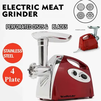 Powerful 2800 Watts Electric Meat Mincer Grinder Sausage Maker Filler Kitchen Mincing Machine Stainless Steel Red 1