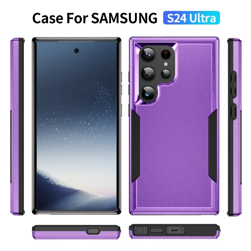 Coque de téléphone portable antichoc de luxe en TPU + PC souple et rigide avec double protection pour Samsung S24 23 22 21Ultra_voghion.com