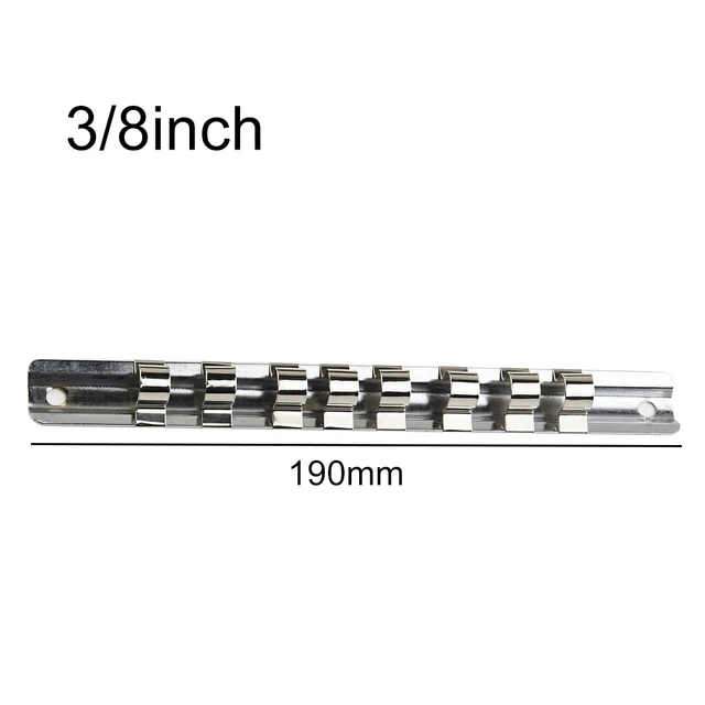 1Pc Socket Rack Holder 1/4 3/8 1/2inch 8 Clips Organizer Rail Iron 150/190/260mm For Storing Loose Socket Workshop Hand Tools 4