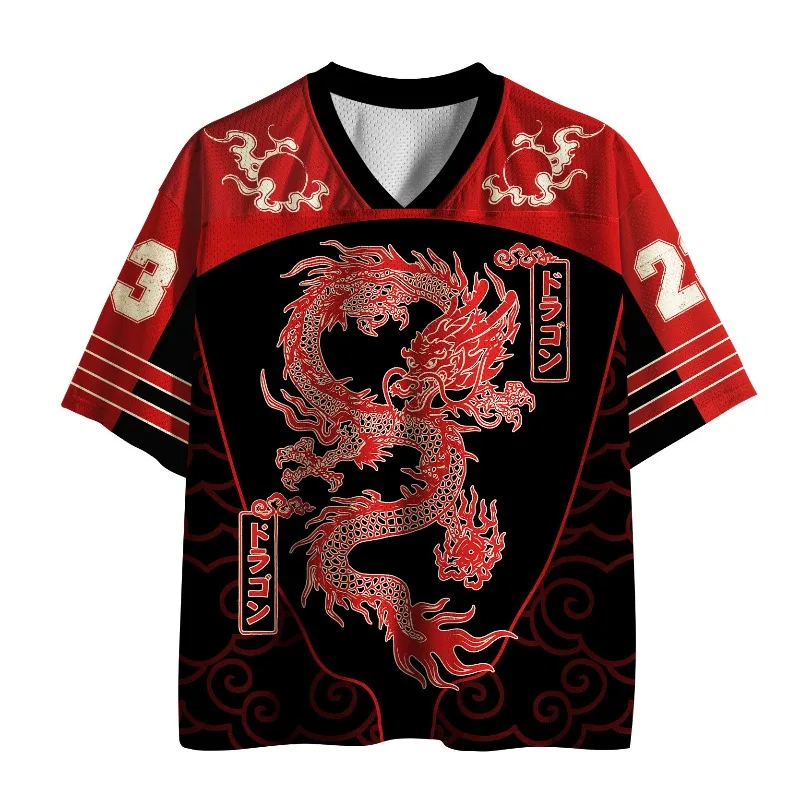 2026 New Jersey sports short sleeved T-shirt, V-neck short sleeved T-shirt, Y2K sports fashion 3D printed quick drying jersey 1