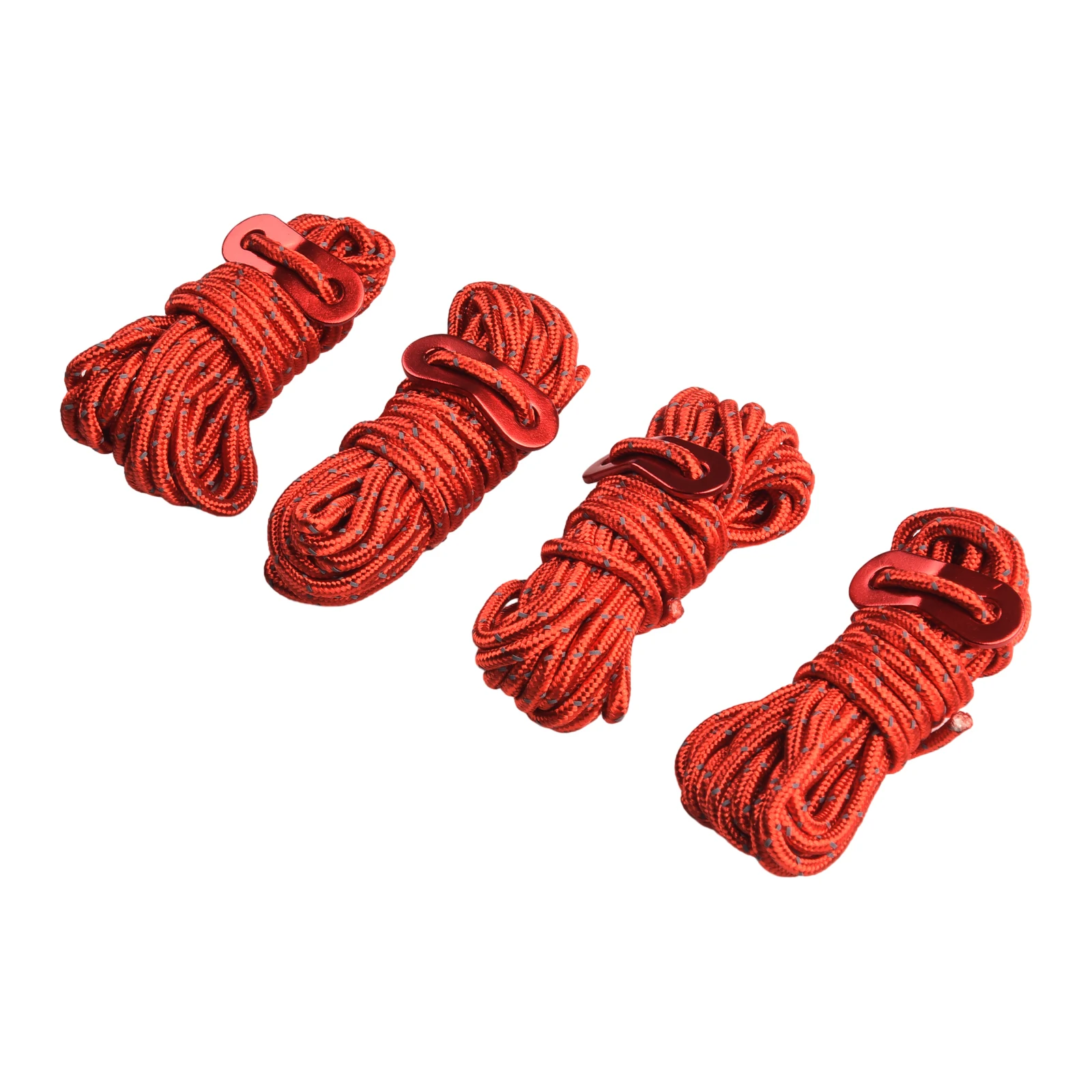 

4Pcs 4m Guy Rope Reflective Cord Lines With Runners Tent Camping Guide Outdoor Tent Guy Line Adjusters Awning Carabiner 2021 New