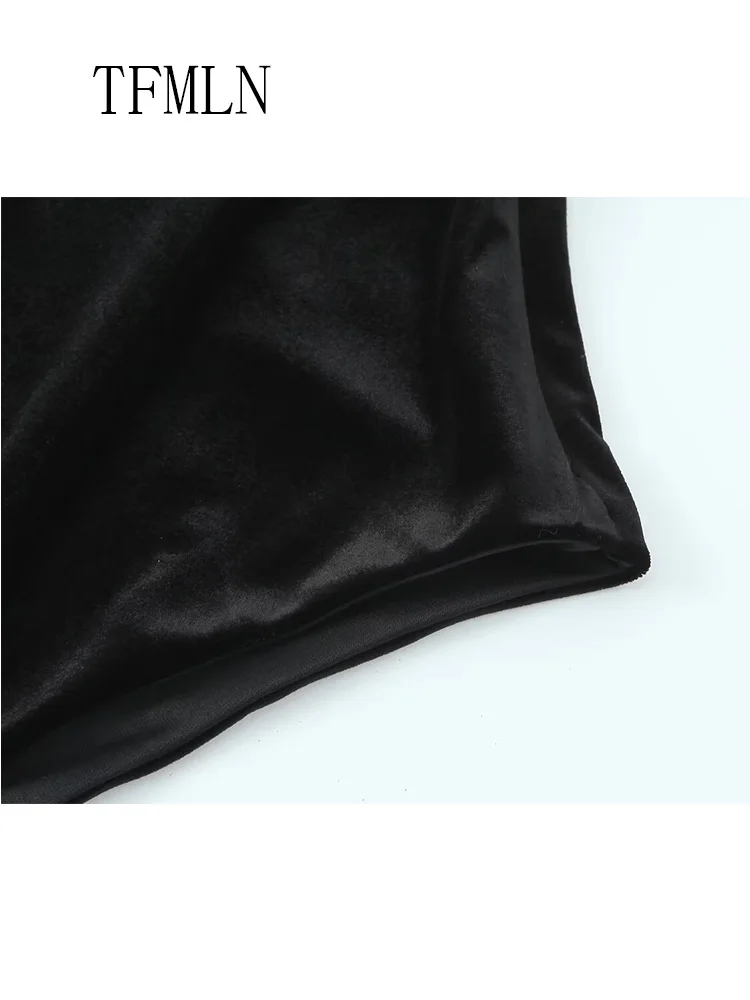 Sexy Women Velvet Strap Jumpsuits Chic Side Zipper Sleeveless Slim Causal Jumpsuit Elegant Backless Underwear 2026 Spring Summer