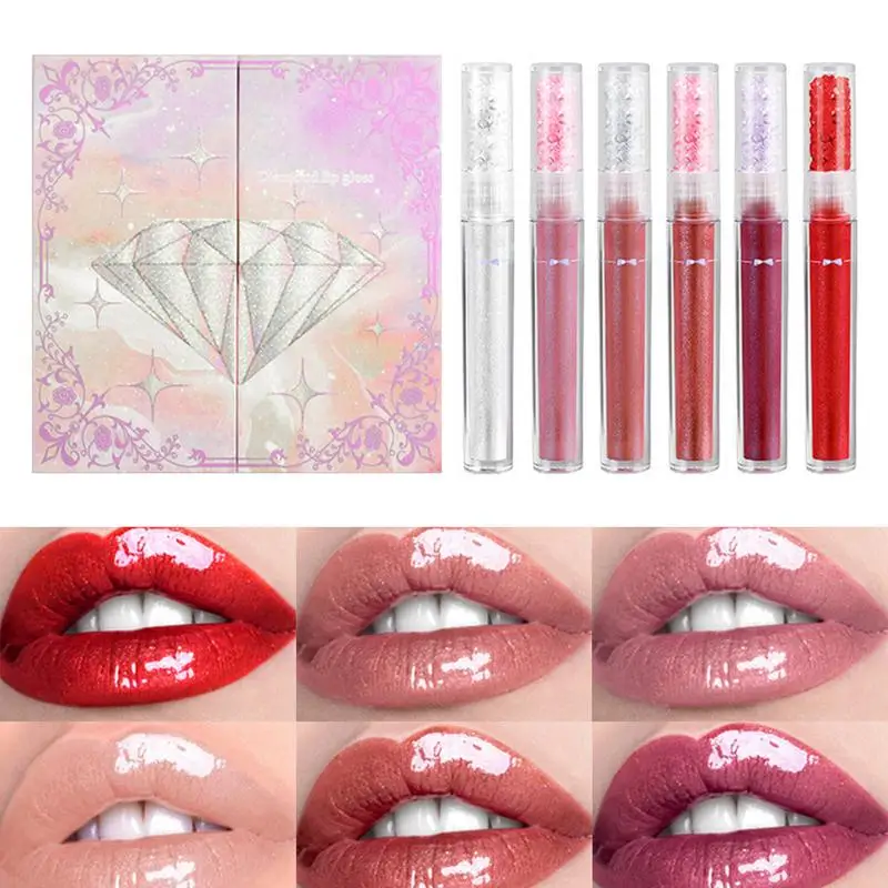 

6pcs Lip Gloss Oil Kit Set Nourishing Lips Makeup Supplies Highly Pigmented Lipsticks for Women Nourishing Lips Makeup set