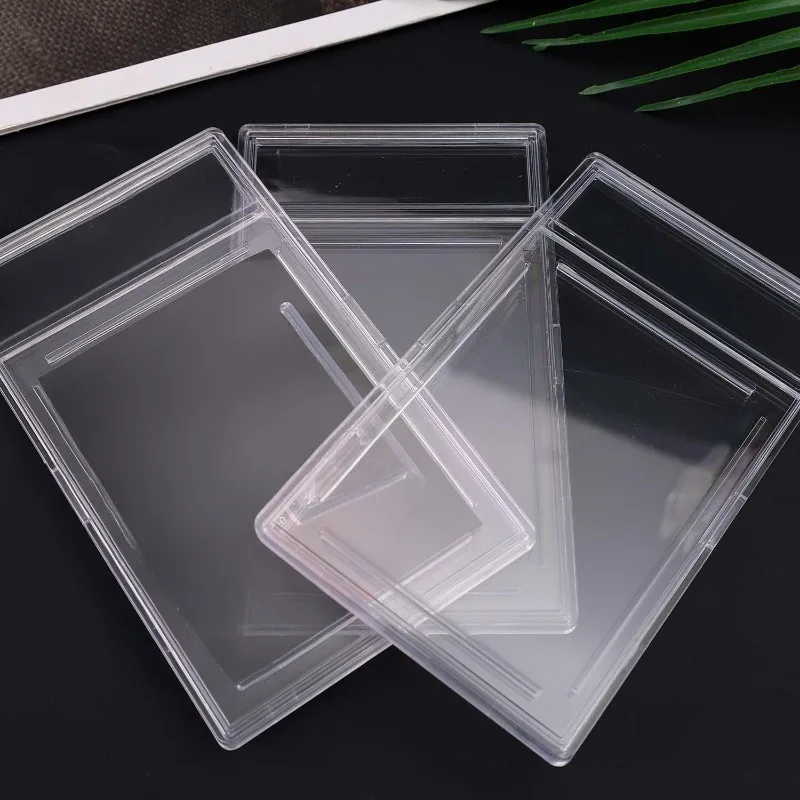 1/10x 투명 카드 홀더 프레임 사진 보관 홀더 재사용 가능한 플라스틱 방진 카드 상자 DIY 엽서 사진 보관 용품