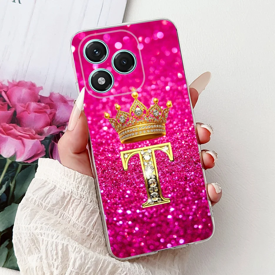 Elegant Crown Letters Silicone Phone Case - Soft 6.7'' Cover