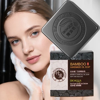 Bamboo Charcoal Handmade Essential Oil Soap Body Cleaning Lightening Dark Underarm Leg Body Cleansers Brightening Face Soap 1