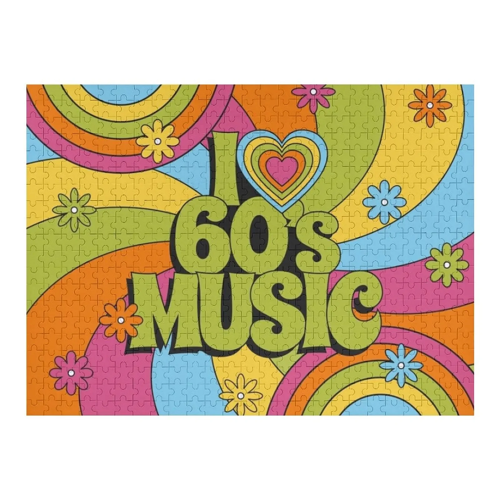 I love 60s music Jigsaw Puzzle Baby Wooden Name Wooden Toy Puzzle