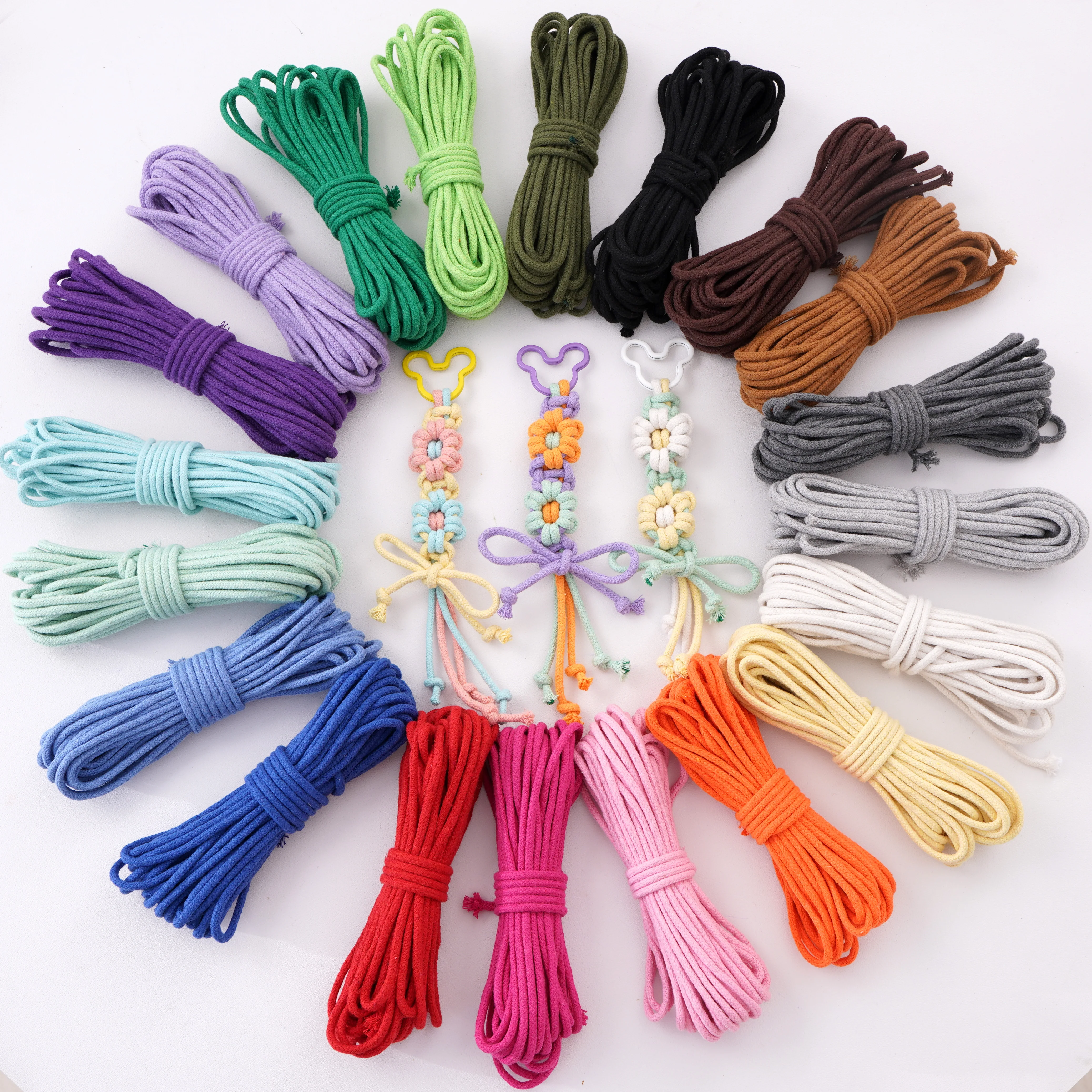 10-Meter Pack of 4mm Multi-Color Braided Cotton Rope for Crafts and Home Decor