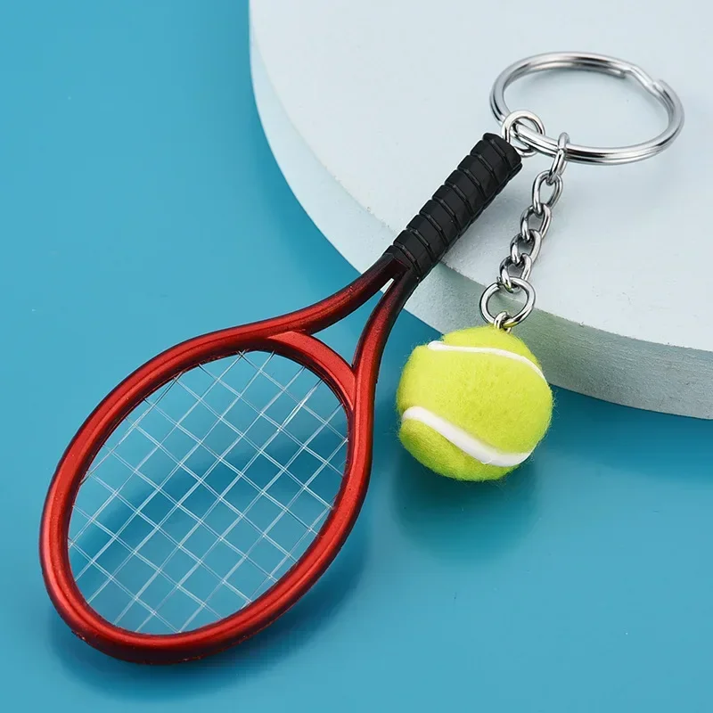 1pcs Simulation Mini Tennis Racket Ball Keychain Pendant Portable Tennis Shaped Bag Key Ring Accessories Gift tennis accessories