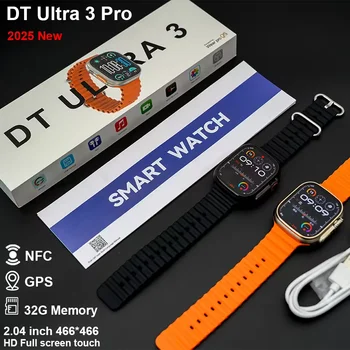 2025New DT Ultra 3 Pro Google map NFC Smartwatch 32G Memory Music Video NFC Bluetooth Call Waterproof Smartwatch For Android iOS