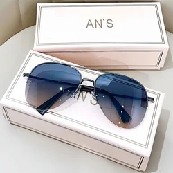 Men's Stylish Gradient Pilot Sunglasses - Large Frame with Anti - Reflective Lenses (Gun Blue)
