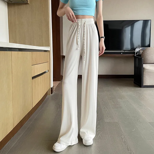 Korean Style Fashion Ice Silk Wide Leg 