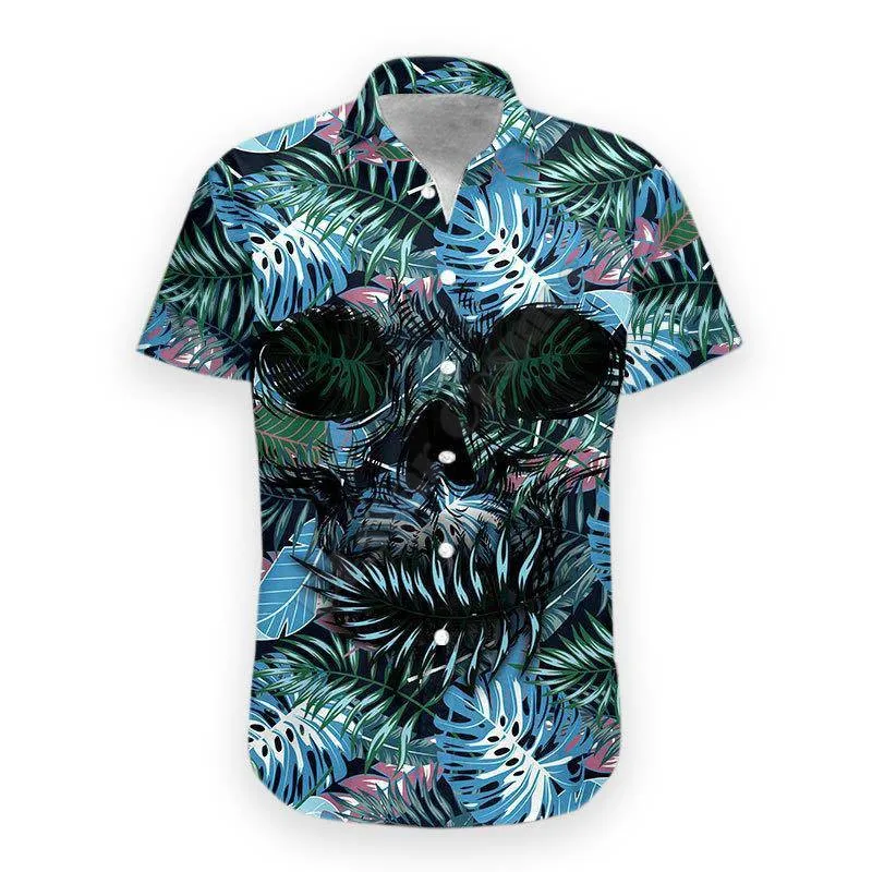 3D Printed Skull Halloween Hawaiian Shirt Summer Short Sleeved Shirts Men Shirts Oversize Camisa Social 5XL Halloween Gift 6