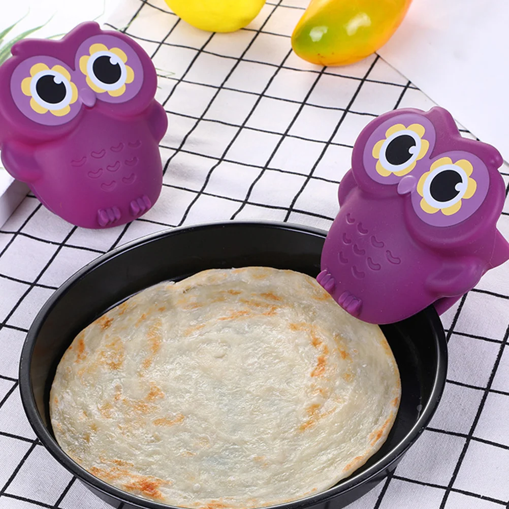 Owl Gloves Oven Potholder Silicone Cooking Pinch Mitts Heat Resistant Grips Gripper