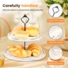 Wooden 2 Tiered Tray Round Farmhouse Kitchen Table Decor Serving Tier Tray Food Fruits Cupcake Display Coffee Bar Home Party 4