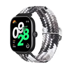 Sports Nylon Loop Strap - Breathable Bracelet Wristband Accessories for Mi Band 9 8 Pro (Colorful Black)