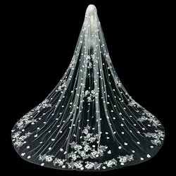 2024 Wedding Veils for Bride Lace Appliques Wedding Accessories 3.5 Meters Cathedral Length Bridal Veil with Comb