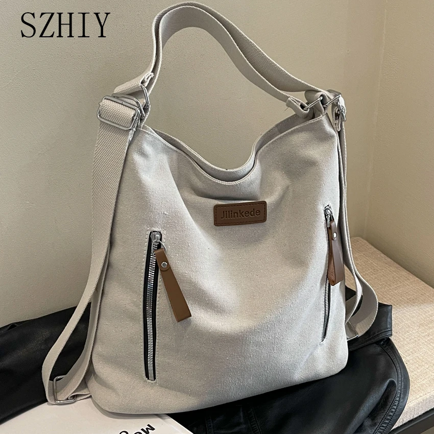 

Canvas Shoulder Bag Fashion Designer Backpack Large Capacity Women Travel Beach Multi Functional Crossbody Oblique Straddle Bag