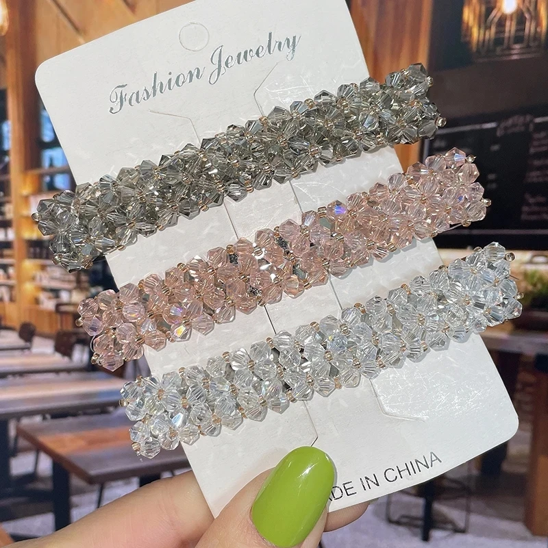 2/3pcs Set Mode Kristall Frühling Haars pangen Stifte handgemachte Perlen Haars pangen für Frauen Mädchen koreanische einfache Haarschmuck – Detail 7