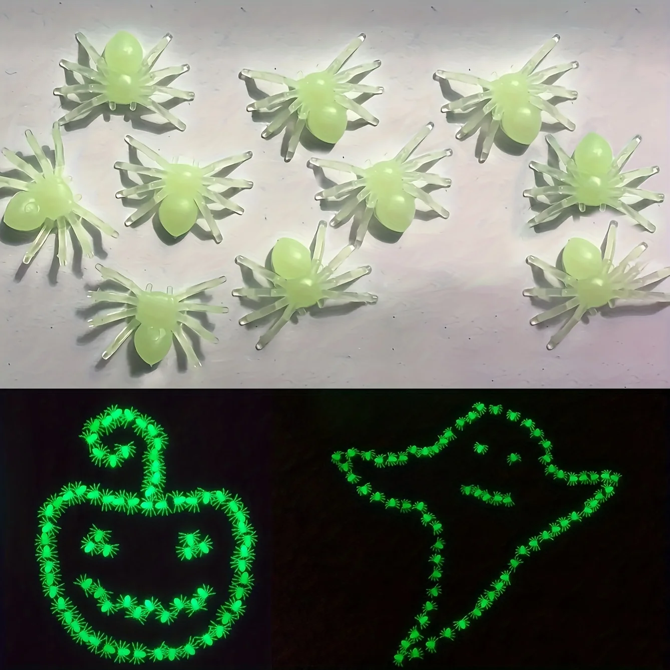 50/100/200 Stück Mini Schwarze Leuchtende Spinnen Halloween Geisterhaus Bar Party Gruselige Deko-Spinnen Scherzartikel Geburtstag Spielzeug DIY Requisiten