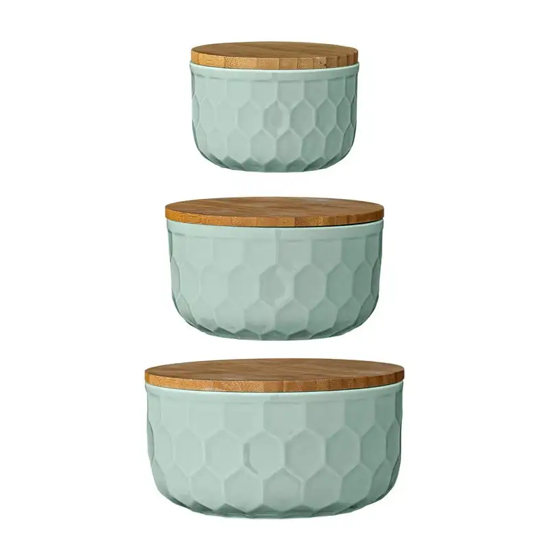 

Mint Green Stoneware Bowls with Bamboo Lid, 6 Plastic bowl Wooden bowl Clear bowls посуда для кухни Cute bowls Ram